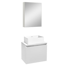 Мебель для ванной Бари 50 белый, умывальник DUO 38, с зеркалом Лада 50 белый РУНО