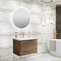 Мебель для ванной Runo Тоскана 60 с зеркало Руан D65 темное дерево РУНО