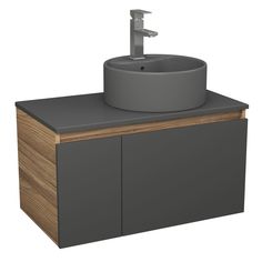 Комплект:тумба Bau Dream Blackwood графит 80,раковина BAU Element D41,смеситель Hotel Stil Bauedge