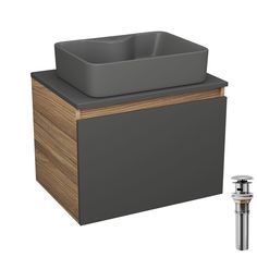 Комплект: тумба Bau Dream Blackwood графит 60,раковина BAU Cerama 48х37,выпуск Bauedge