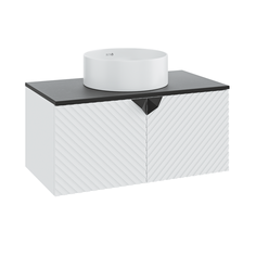 Тумба с раковиной Runo Андорра 85, белый матовый-чрный, раковина PALLA D41+выпуск РУНО