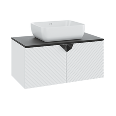 Тумба с раковиной Runo Андорра 85, белый матовый-чрный, раковина CUATRO РУНО