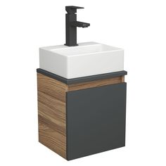 Тумба Bau Dream Blackwood 35т,раковина BAU Cerama Mini 33х28,белая,смеситель Hotel Black Bauedge