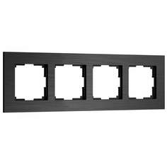 Рамка для розетки/выключателя из металла на 4 поста Werkel AluMax W0043508 черный алюминий