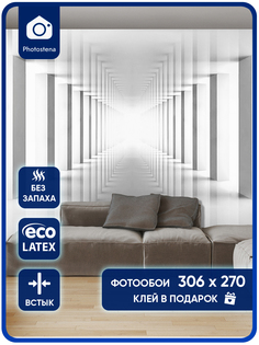 Фотообои Photostena 3D белый коридор с колоннами 3,06 x 2,7 м