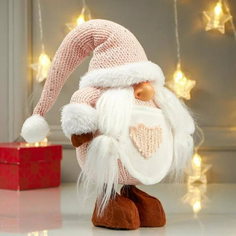 Кукла интерьерная "Бабусечка в розовом колпаке, с сердечком на переднике" 49х14х22 см Sima Land