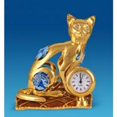 Фигурка декоративная crystal temptations, Кошка на подушке, 7 см, с часами