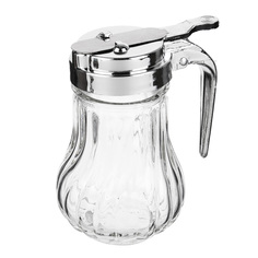 Сахарница с дозатором, кувшинчик, 11х9х7см, стекло, пластик, металл No Brand