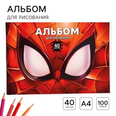 Альбом для рисования а4, 40 листов 100 г/м², на скрепке, человек-паук Marvel