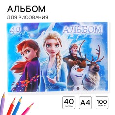 Альбом для рисования а4, 40 листов 100 г/м², на скрепке, холодное сердце Disney