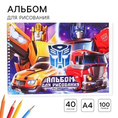 Альбом для рисования а4, 40 листов 100 г/м², на гребне, трансформеры Hasbro