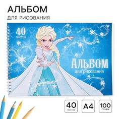 Альбом для рисования а4, 40 листов 100 г/м², на гребне, холодное сердце Disney