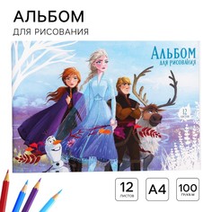 Альбом для рисования а4, 12 листов 100 г/м², на скрепке, холодное сердце Disney