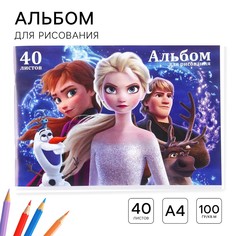 Альбом для рисования а4, 40 листов 100 г/м², на скрепке, холодное сердце Disney