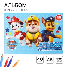 Альбом для рисования а5, 40 листов 100 г/м², на скрепке, щенячий патруль PAW Patrol