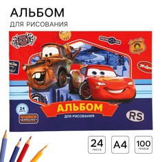 Альбом для рисования а4, 24 листа 100 г/м², на скрепке, тачки Disney