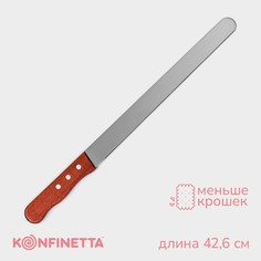 Нож для бисквита ровный край, длина лезвия 30 см, деревянная ручка Konfinetta