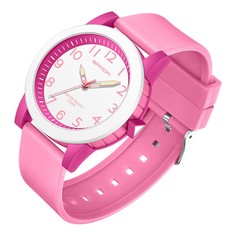 Часы наручные детские, d-3.4 см, водонепроницаемые, светящиеся, ремешок силикон, розовые No Brand