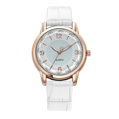 Часы наручные женские, d-3.4 см, белый ремешок No Brand