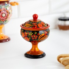 Конфетница, с крышкой, большая, хохлома No Brand
