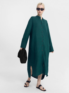 Платье женское в изумрудно-зеленом цвете изо льна и вискозы Mark Formelle