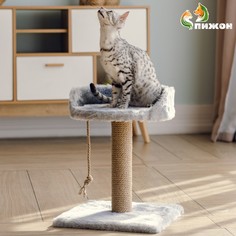 Столбик-когтеточка с лежаком, 35 х 35 х 55 см, бежевый No Brand