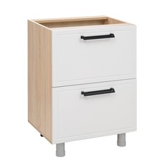 Шкаф наполный 2 ящика квадро, 800х470х826, дуб сонома/нубук милк No Brand