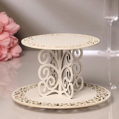 Подставка для торта, 2-ярусная, дерево, разборная, h=15 см, d=19,24 см No Brand