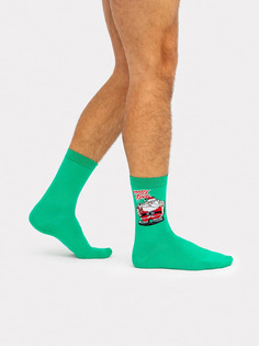Носки мужские зеленые с рисунком в виде санты и надписи Mark Formelle