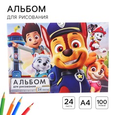 Альбом для рисования а4, 24 листа 100 г/м², на скрепке, щенячий патруль PAW Patrol