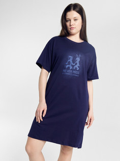 Сорочка ночная женская синяя с печатью Mark Formelle