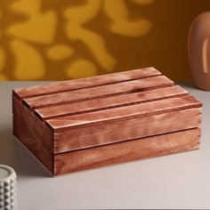 Ящик деревянный 30×20×10 см подарочный с реечной крышкой, брашированный Дарим красиво