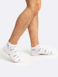 Носки мужские короткие белые с рисунком в виде креветок Mark Formelle