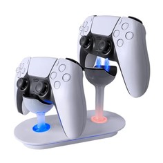 Зарядная станция для 2-х геймпадов ps5 dobe hc-р5015, подсветка, белый No Brand