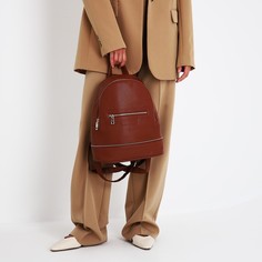Рюкзак женский из искусственной кожи на молнии, 1 карман, цвет коричневый No Brand