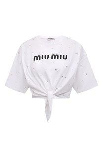 Хлопковая футболка Miu Miu