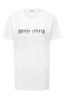 Хлопковая футболка Miu Miu
