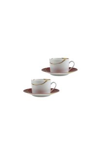 Набор из двух чайных чашек с блюдцами Kintsugi Rouge Empereur Bernardaud