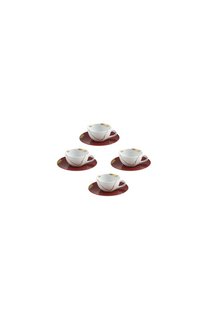 Набор из четырёх кофейных чашек с блюдцами Kintsugi Rouge Empereur Bernardaud