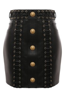 Кожаная юбка Balmain