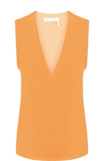 Однотонный шелковый топ с V-образным вырезом Chloé