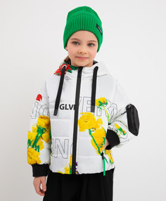 Куртка силуэта оверсайз с крупным цветочным рисунком мультицвет для девочек Gulliver (104)