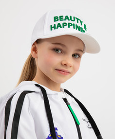 Бейсболка с принтом белая для девочек Gulliver (50-52)
