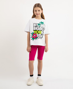 Велосипедки яркие с поясом из эластичной тесьмы розовая для девочек Gulliver (152)