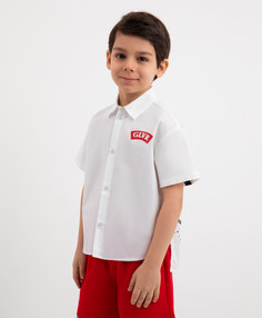 Рубашка с крупным принтом на спинке белая для мальчика Gulliver (128)