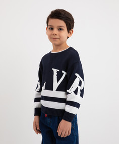 Джемпер вязаный с контрастной отделкой синий для мальчика Gulliver (110)