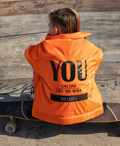 Куртка яркая рубашечного кроя оранжевая для мальчика Gulliver (164)