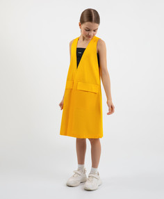 Платье с контрастной отделкой желтое для девочек Gulliver (170)