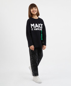 Джинсы на флисе черные Gulliver (152)