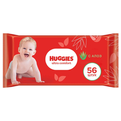 Салфетки влажные детские Huggies Ультра комфорт с алоэ 56 шт